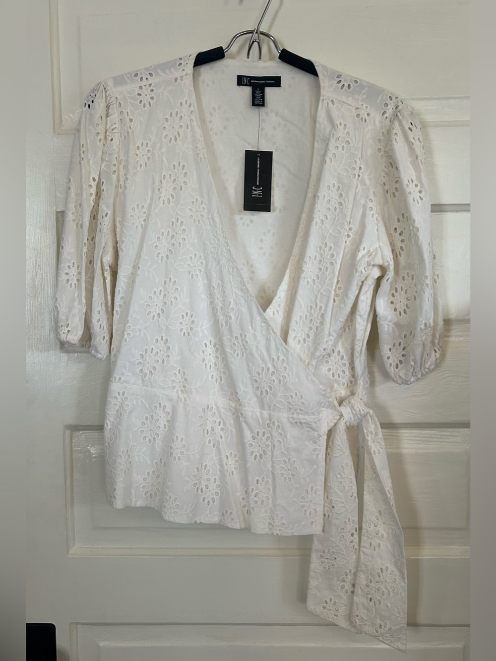INC International Concepts Brit White Eyelet Top